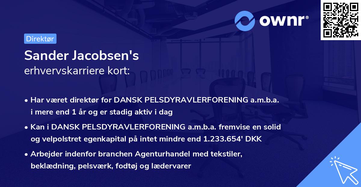Sander Jacobsen's erhvervskarriere kort