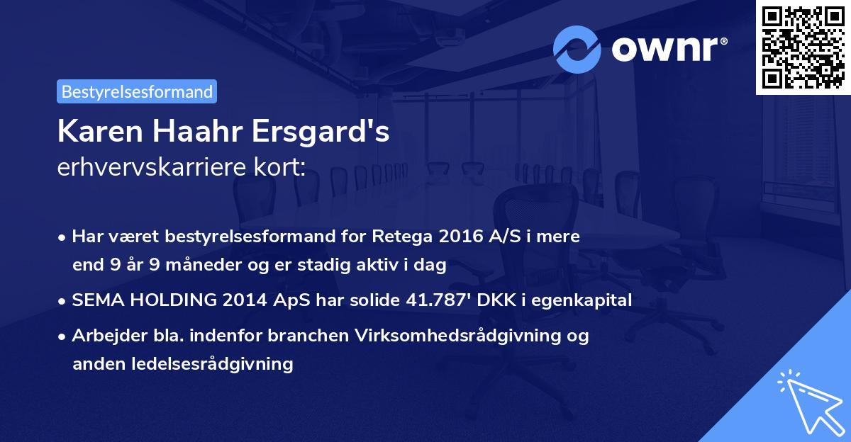 Karen Haahr Ersgard's erhvervskarriere kort