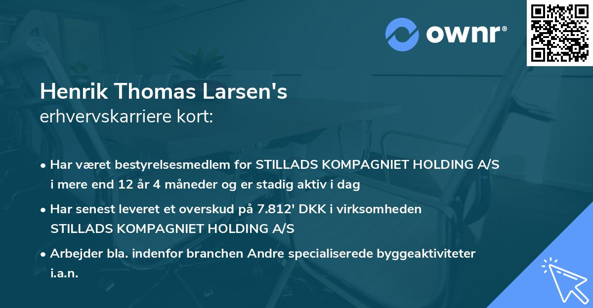 Henrik Thomas Larsen's erhvervskarriere kort