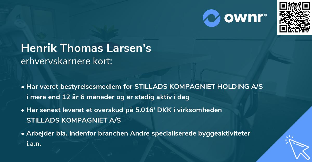 Henrik Thomas Larsen's erhvervskarriere kort