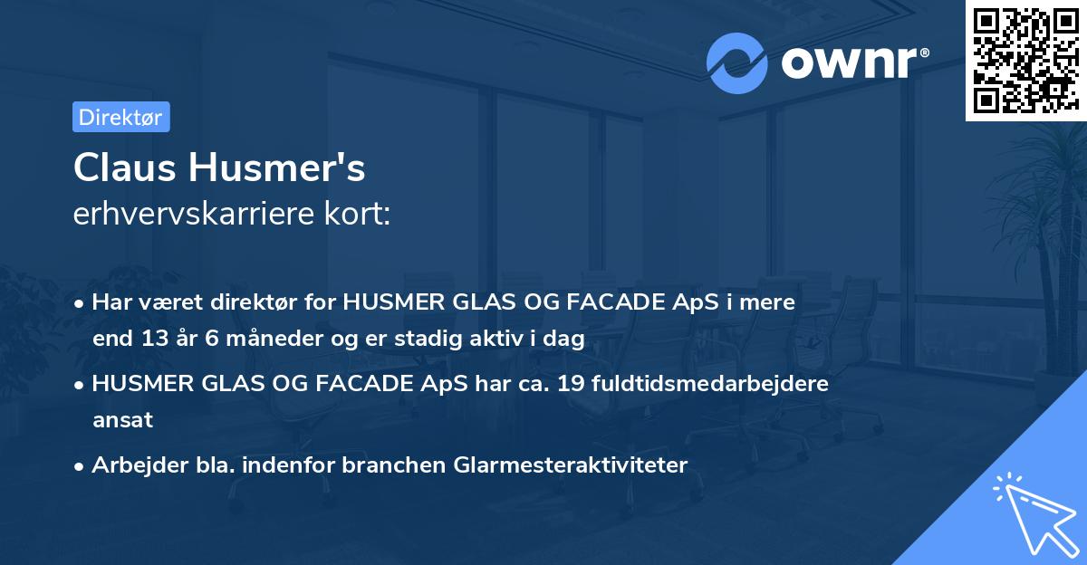 Claus Husmer's erhvervskarriere kort