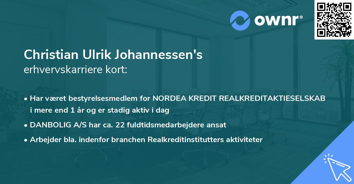 Christian Ulrik Johannessen's erhvervskarriere kort