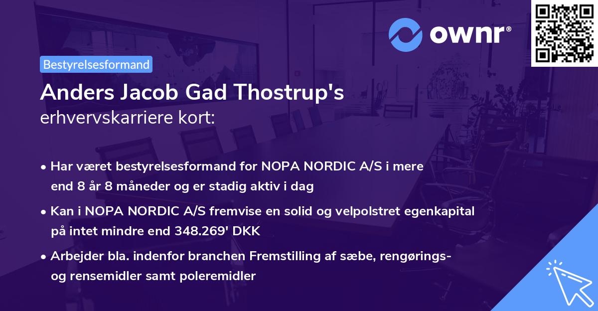 Anders Jacob Gad Thostrup's erhvervskarriere kort