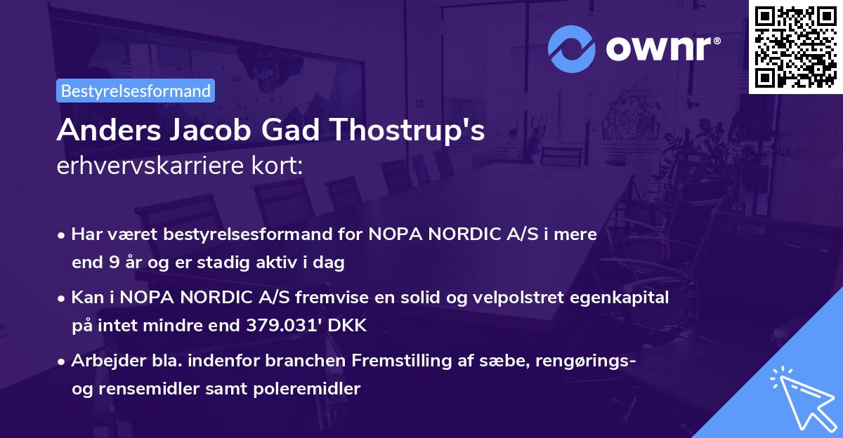 Anders Jacob Gad Thostrup's erhvervskarriere kort