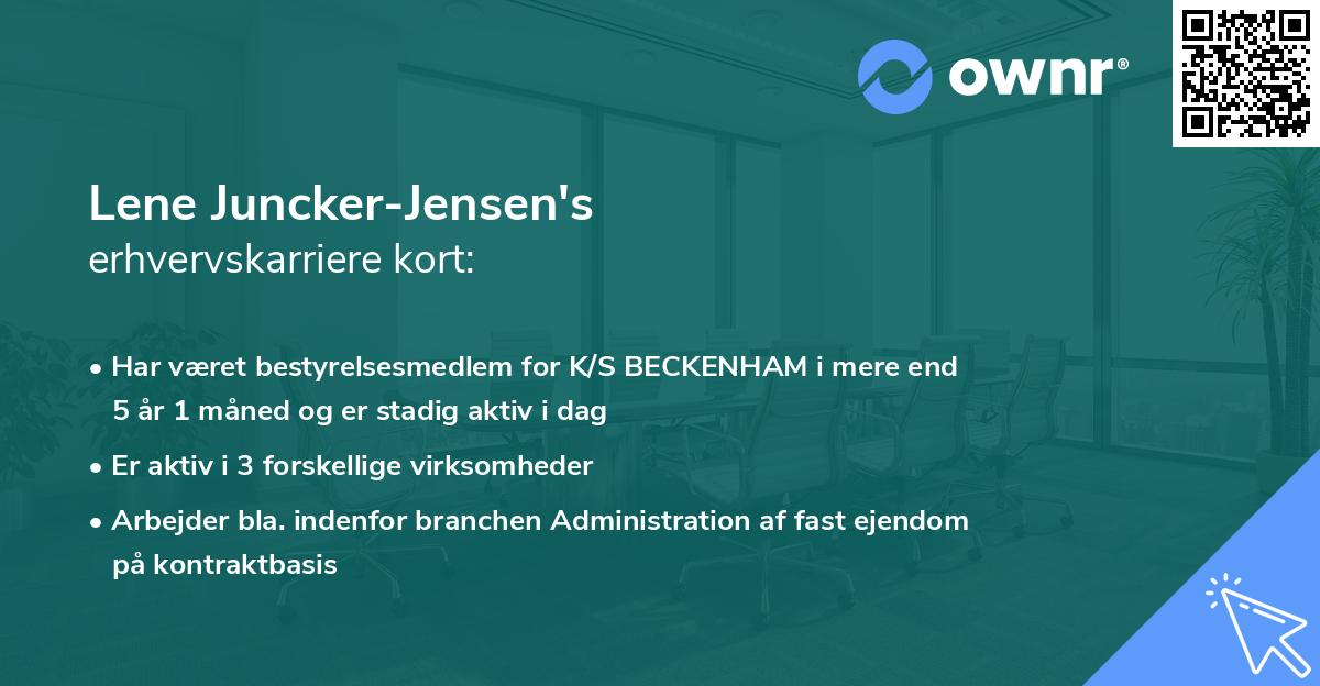 Lene Juncker-Jensen's erhvervskarriere kort