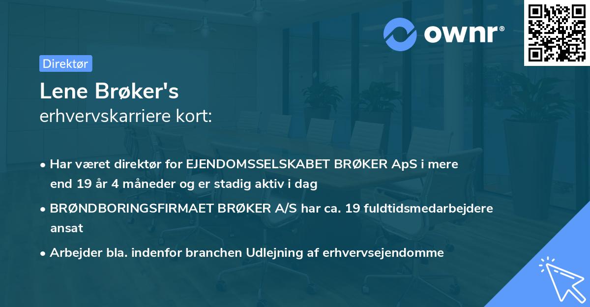 Lene Brøker's erhvervskarriere kort