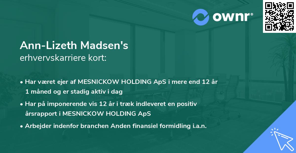 Ann-Lizeth Madsen's erhvervskarriere kort