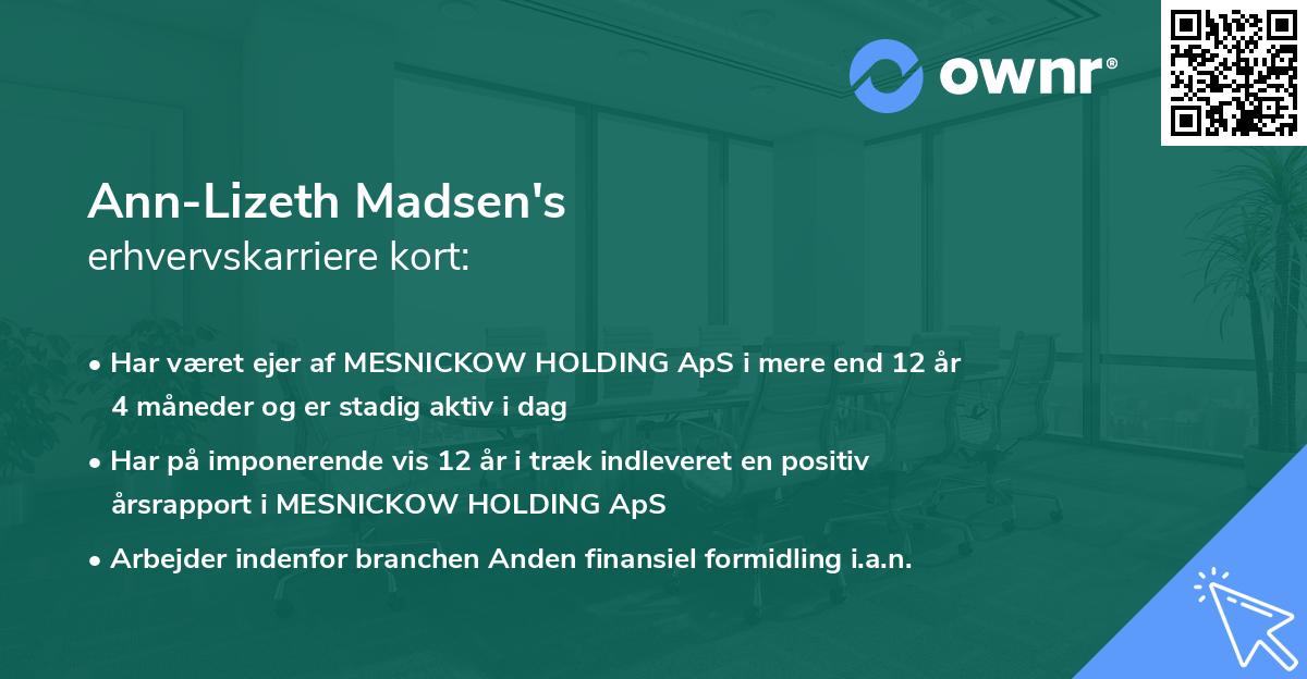 Ann-Lizeth Madsen's erhvervskarriere kort