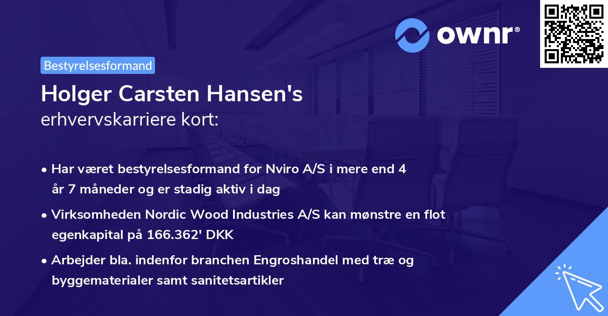 Holger Carsten Hansen's erhvervskarriere kort