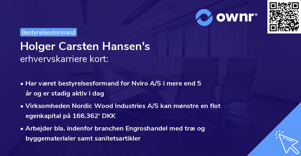 Holger Carsten Hansen's erhvervskarriere kort