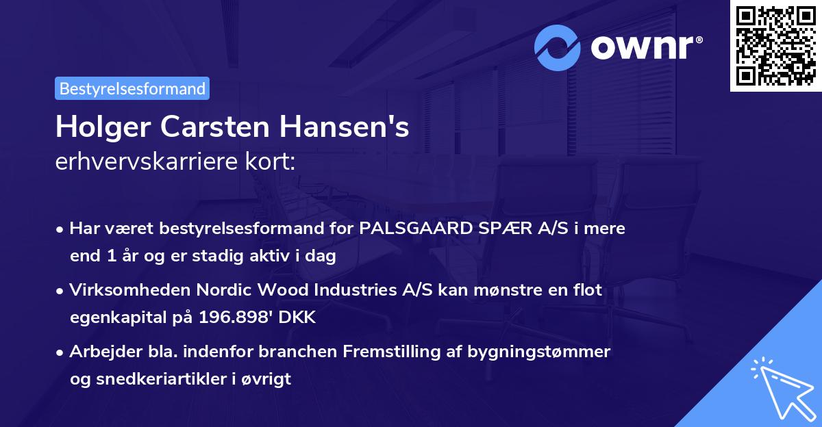 Holger Carsten Hansen's erhvervskarriere kort