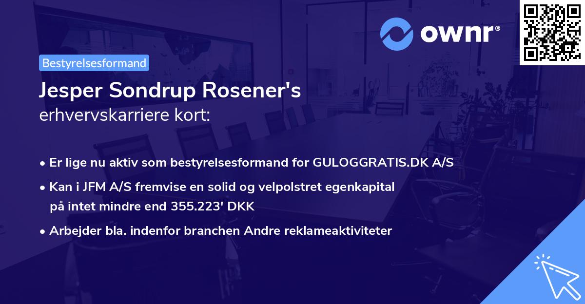 Jesper Sondrup Rosener's erhvervskarriere kort