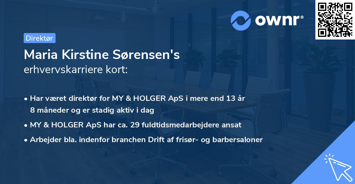 Maria Kirstine Sørensen's erhvervskarriere kort