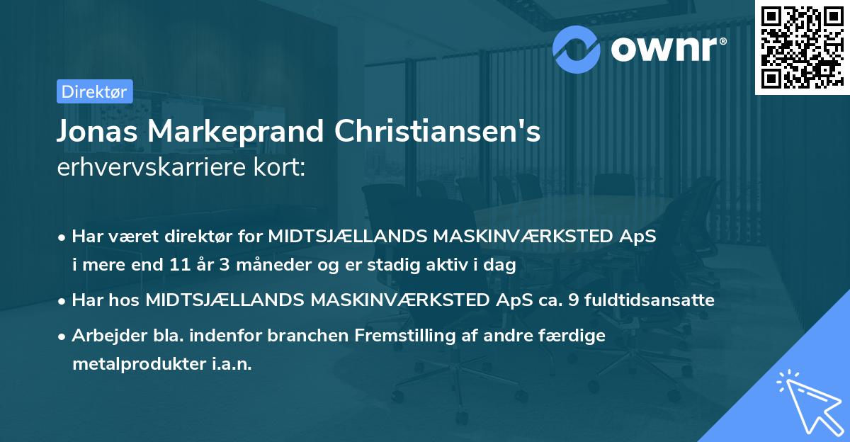 Jonas Markeprand Christiansen's erhvervskarriere kort
