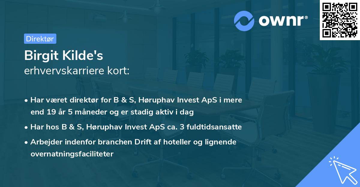 Birgit Kilde's erhvervskarriere kort