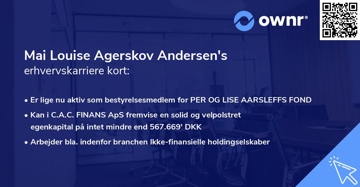 Mai Louise Agerskov Andersen's erhvervskarriere kort