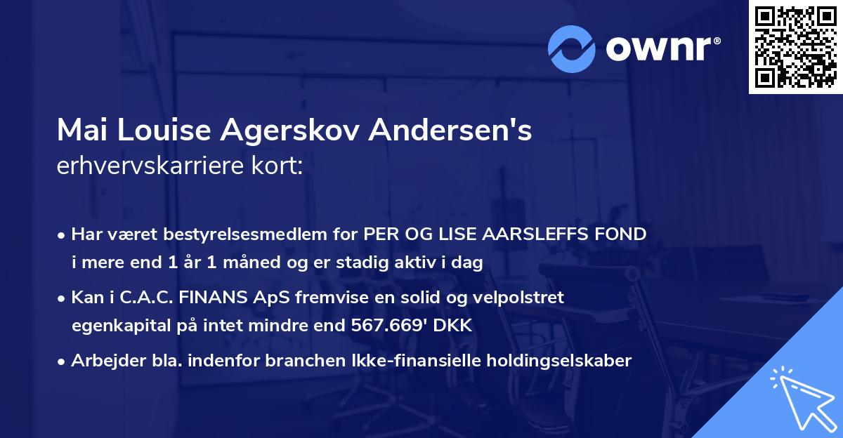 Mai Louise Agerskov Andersen's erhvervskarriere kort