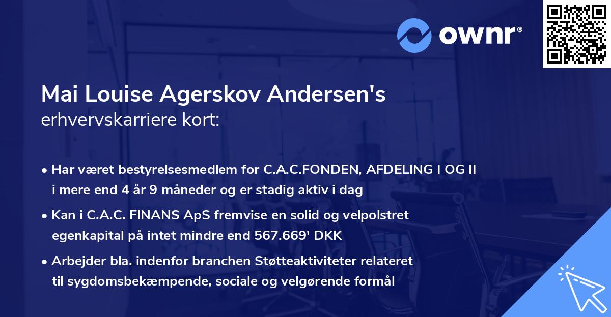 Mai Louise Agerskov Andersen's erhvervskarriere kort
