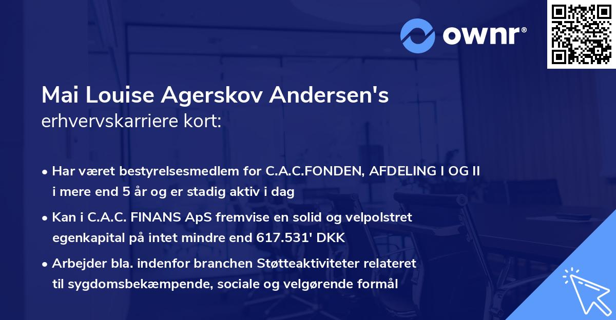 Mai Louise Agerskov Andersen's erhvervskarriere kort