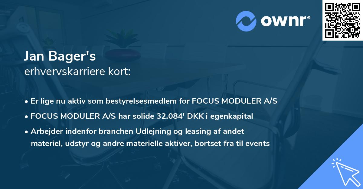 Jan Bager's erhvervskarriere kort