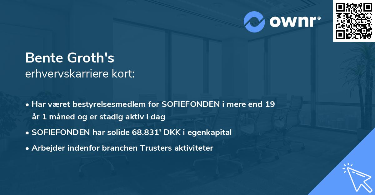 Bente Groth's erhvervskarriere kort