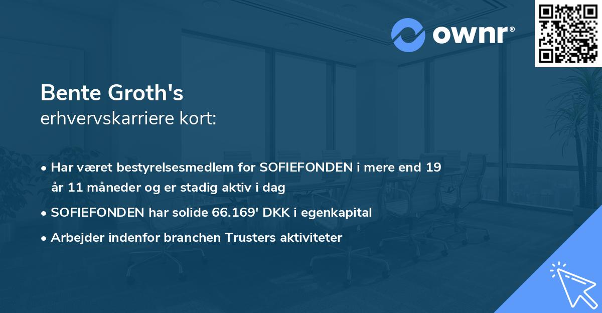 Bente Groth's erhvervskarriere kort