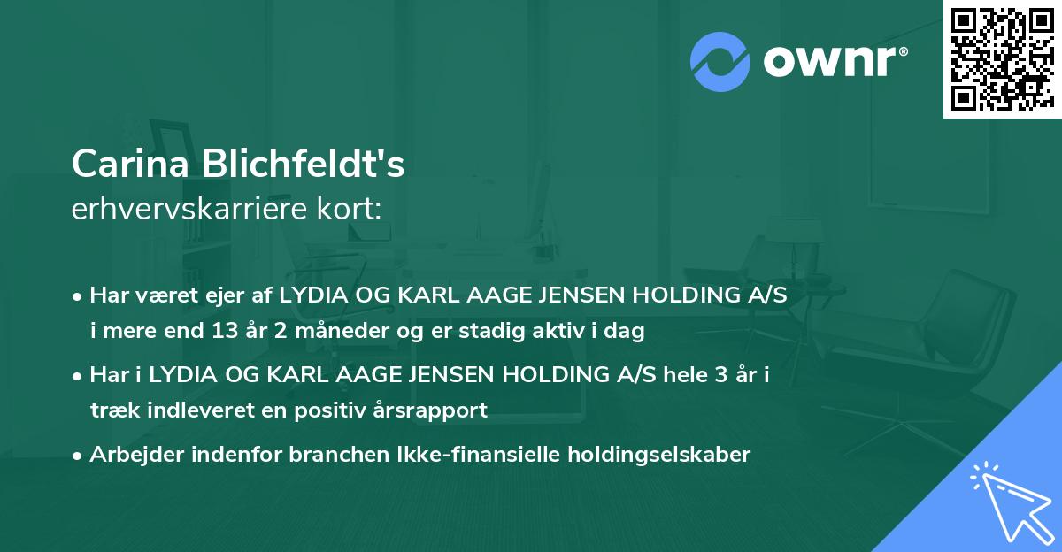 Carina Blichfeldt's erhvervskarriere kort