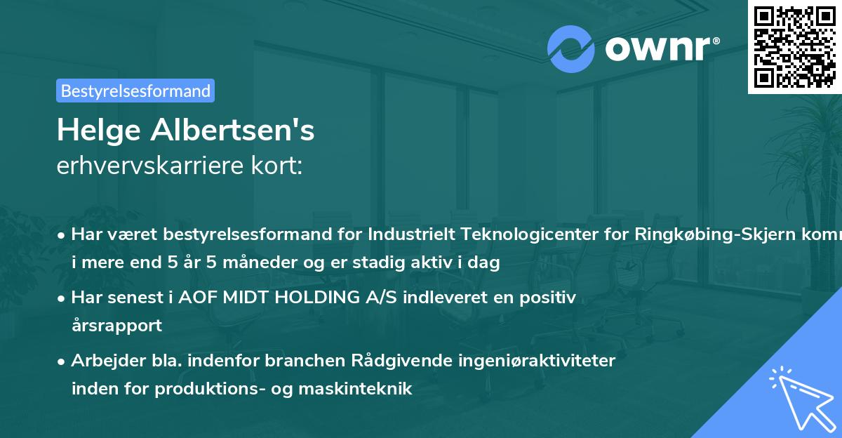 Helge Albertsen's erhvervskarriere kort