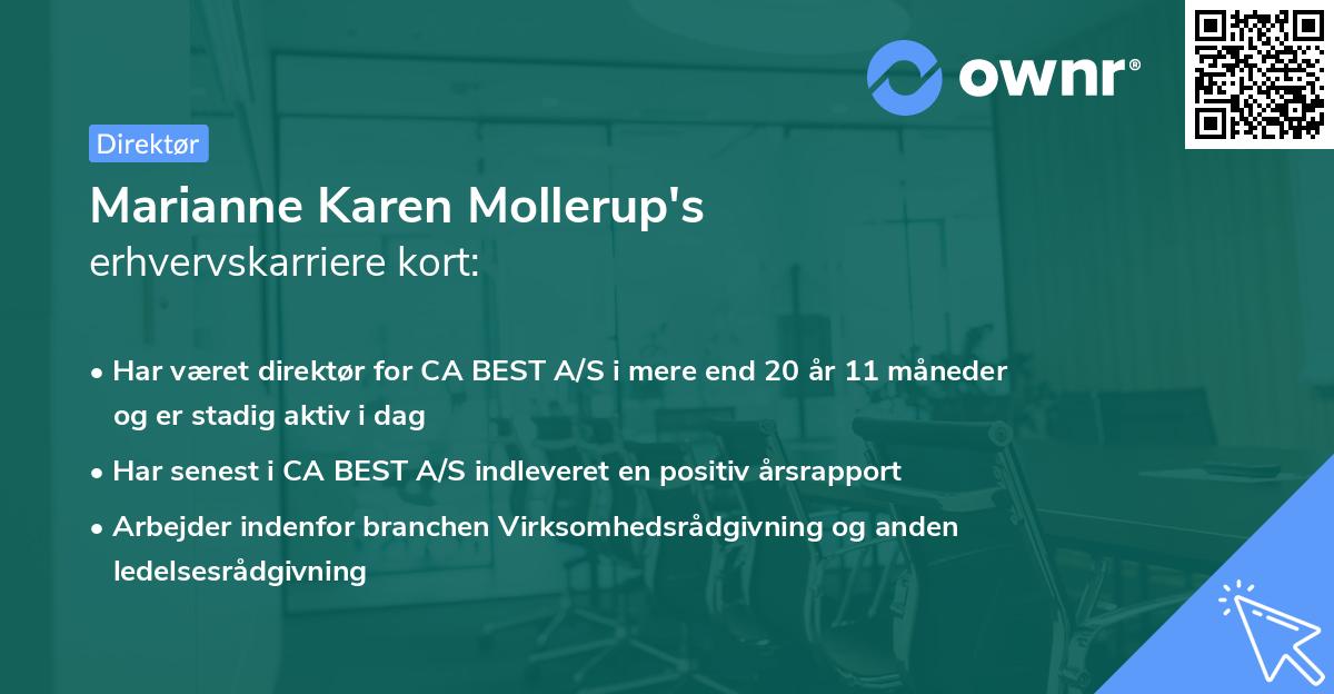 Marianne Karen Mollerup's erhvervskarriere kort