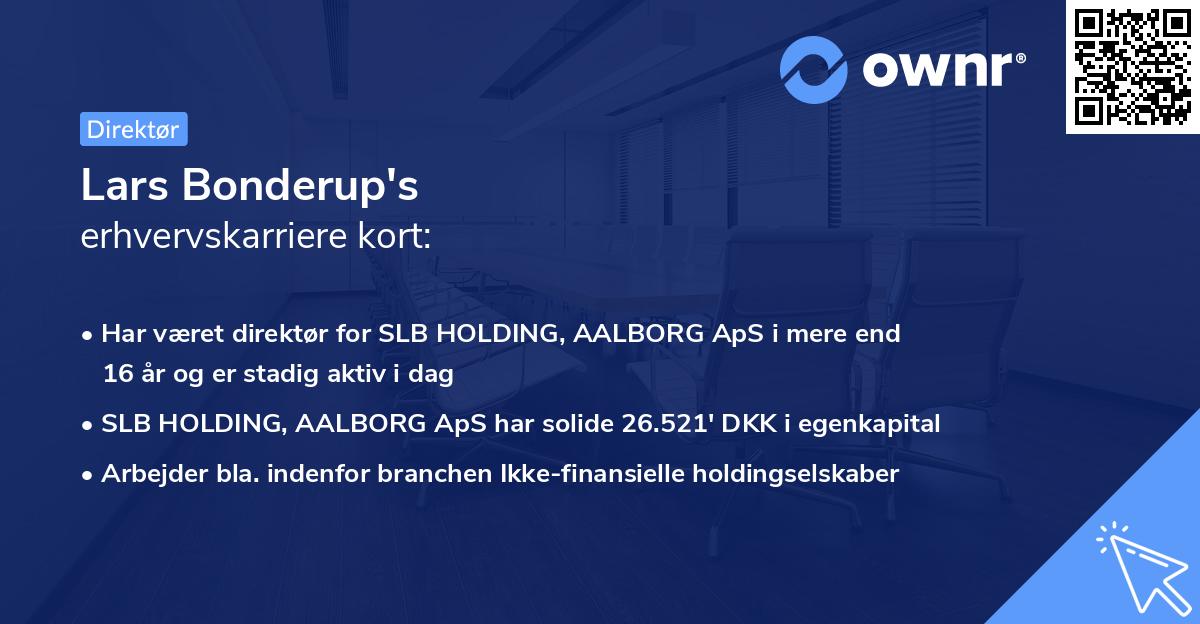 Lars Bonderup's erhvervskarriere kort