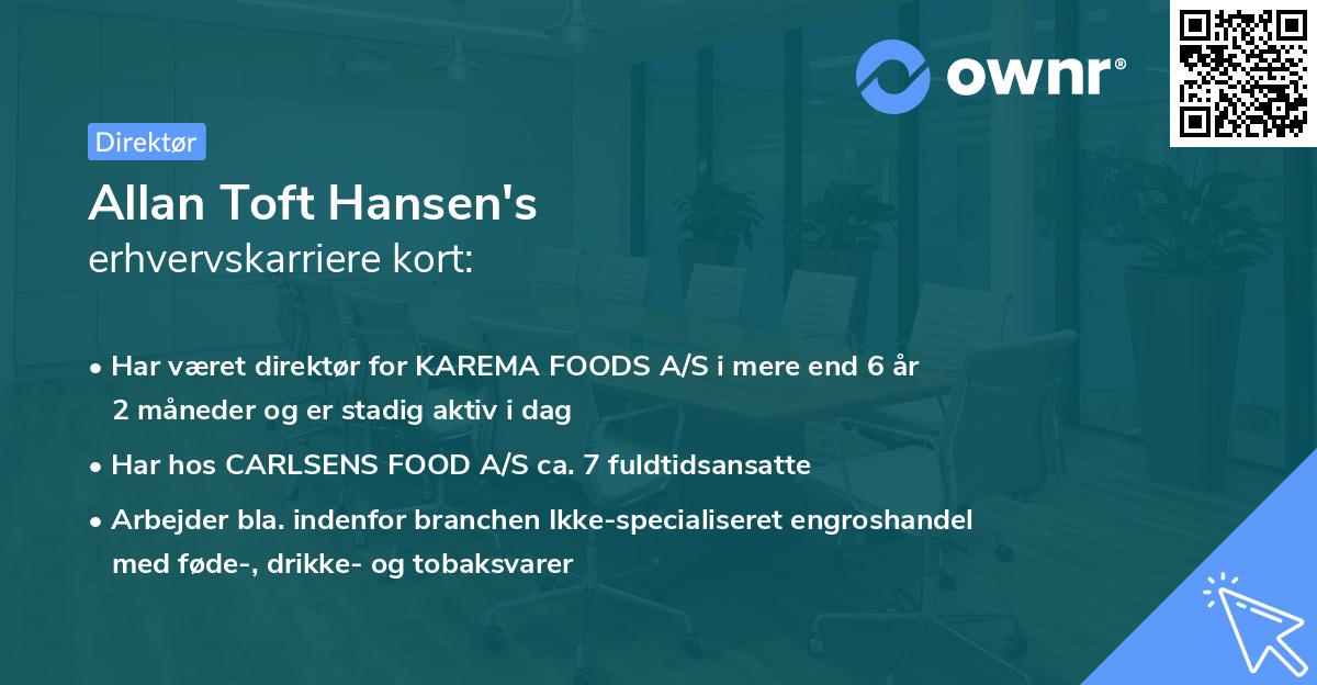 Allan Toft Hansen's erhvervskarriere kort