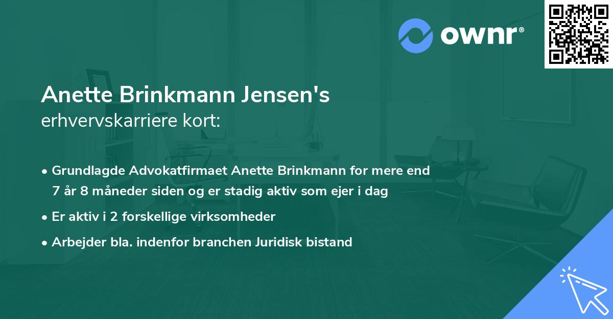 Anette Brinkmann Jensen's erhvervskarriere kort