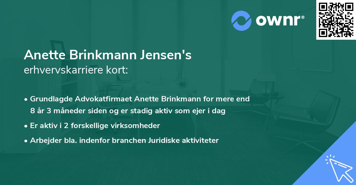 Anette Brinkmann Jensen's erhvervskarriere kort