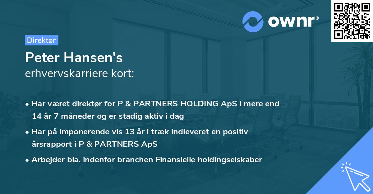 Peter Hansen's erhvervskarriere kort