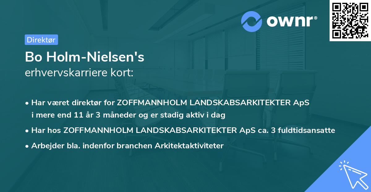 Bo Holm-Nielsen's erhvervskarriere kort