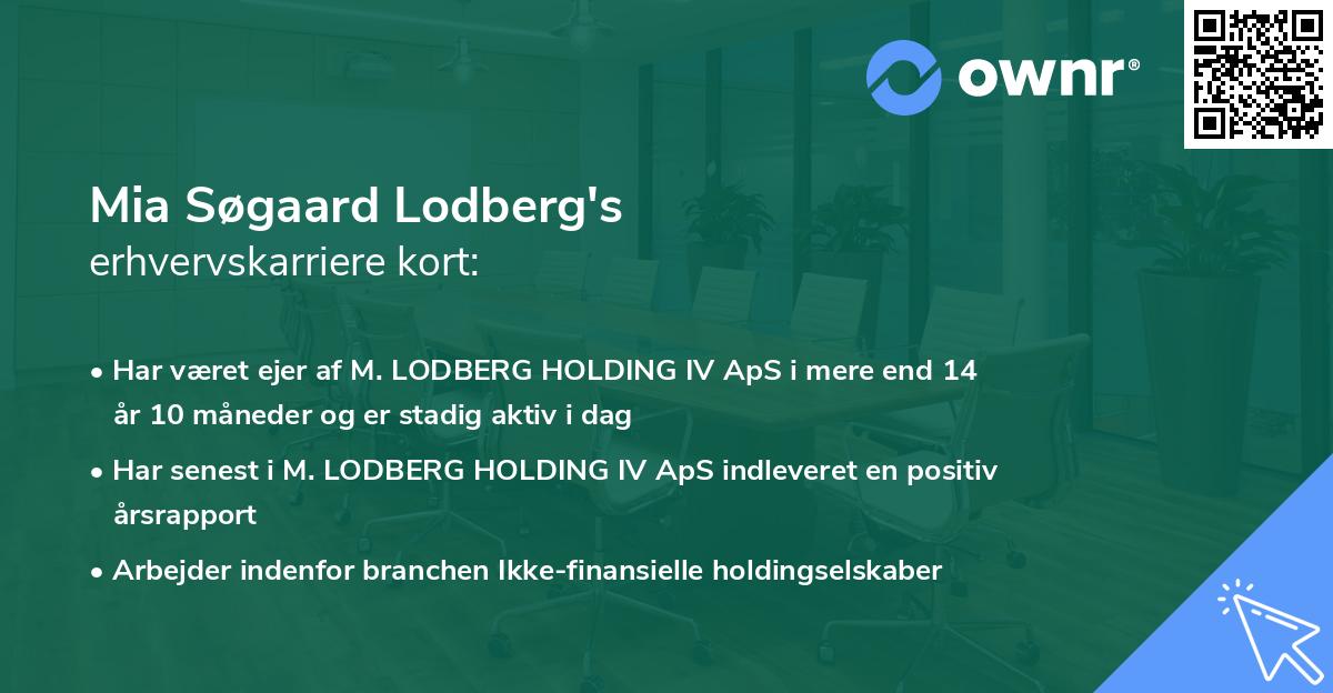Mia Søgaard Lodberg's erhvervskarriere kort