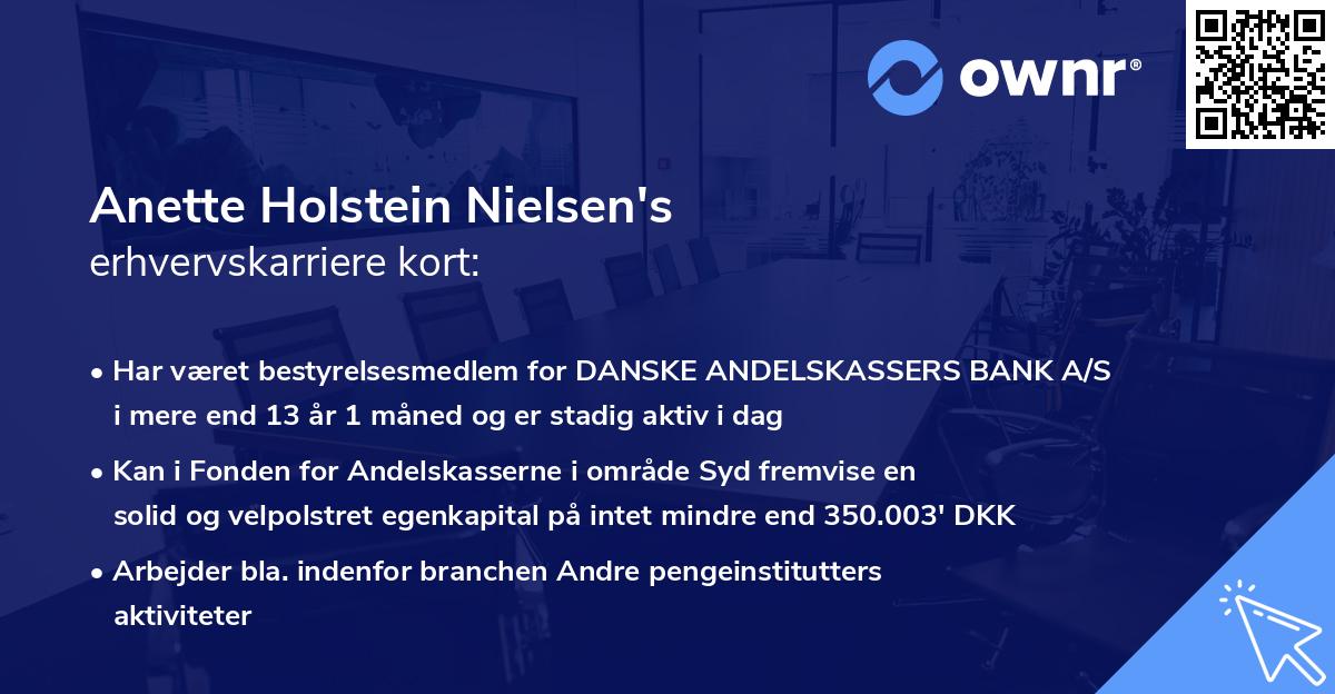 Anette Holstein Nielsen's erhvervskarriere kort