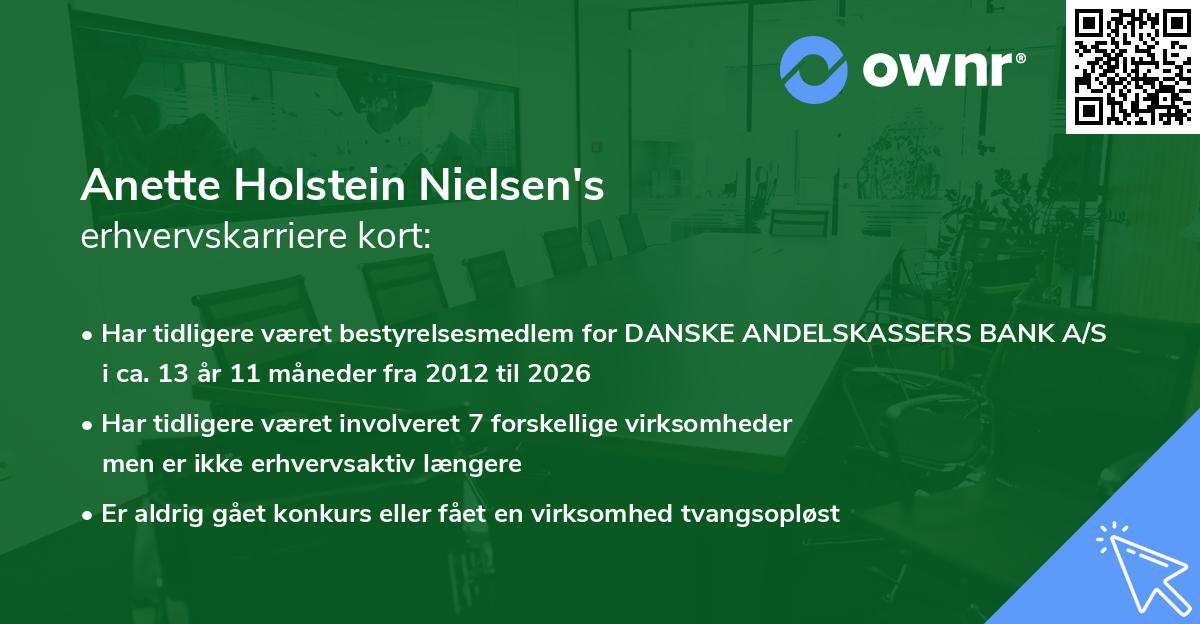 Anette Holstein Nielsen's erhvervskarriere kort