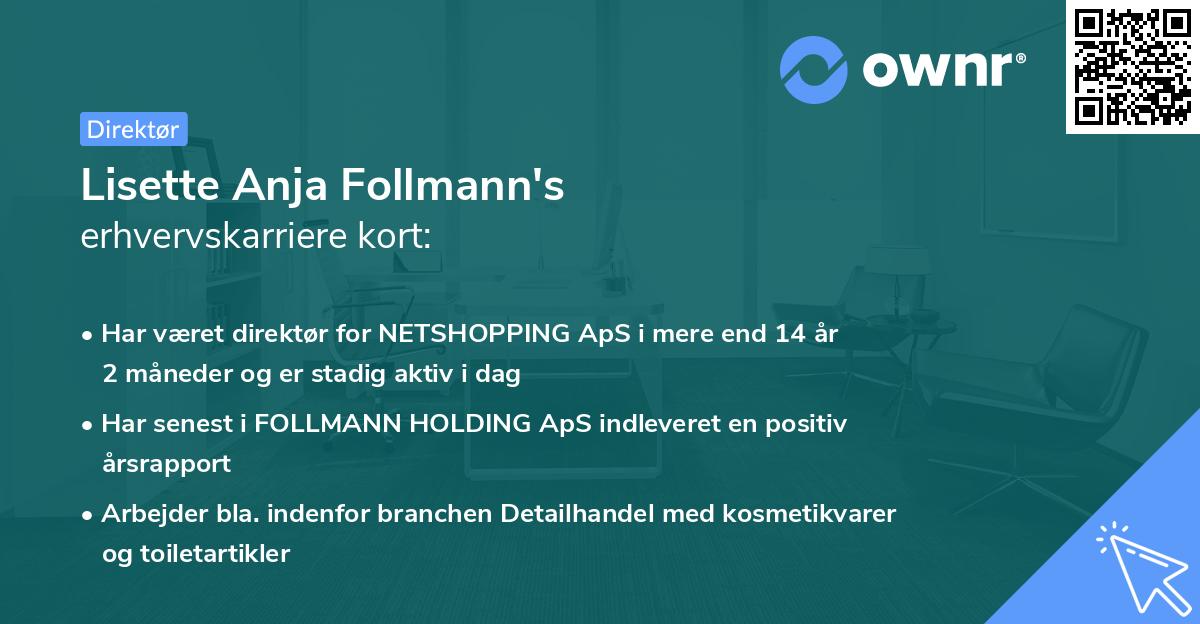 Lisette Anja Follmann's erhvervskarriere kort
