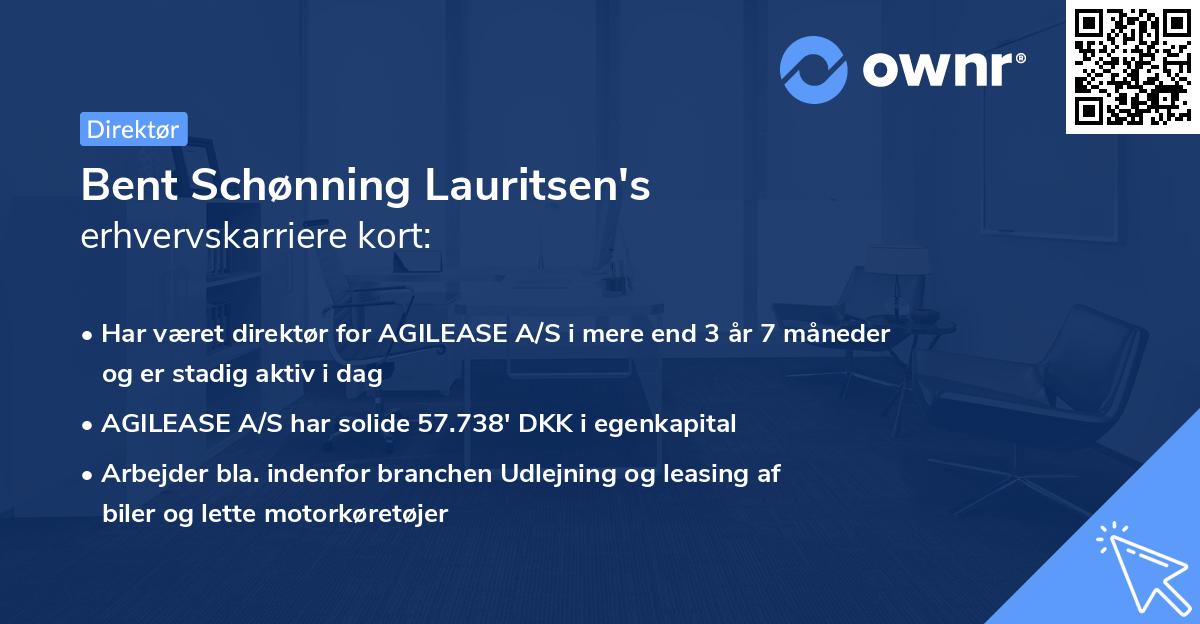 Bent Schønning Lauritsen's erhvervskarriere kort