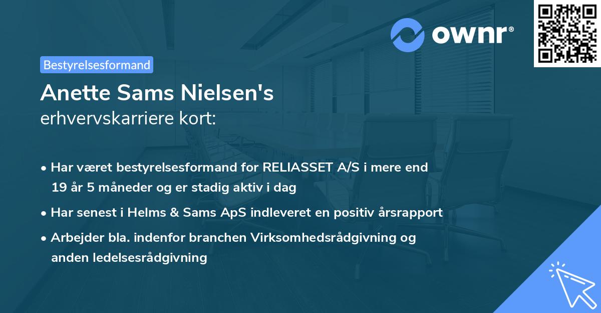 Anette Sams Nielsen's erhvervskarriere kort