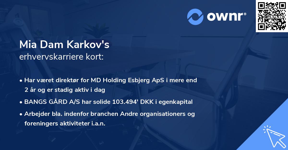 Mia Dam Karkov's erhvervskarriere kort
