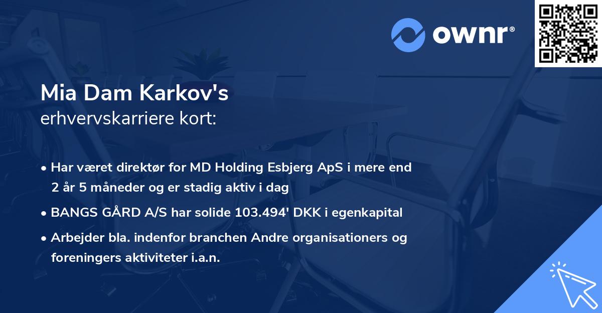 Mia Dam Karkov's erhvervskarriere kort