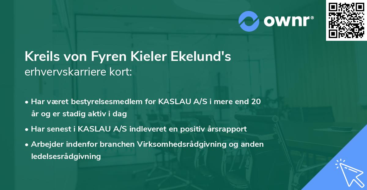 Kreils von Fyren Kieler Ekelund's erhvervskarriere kort