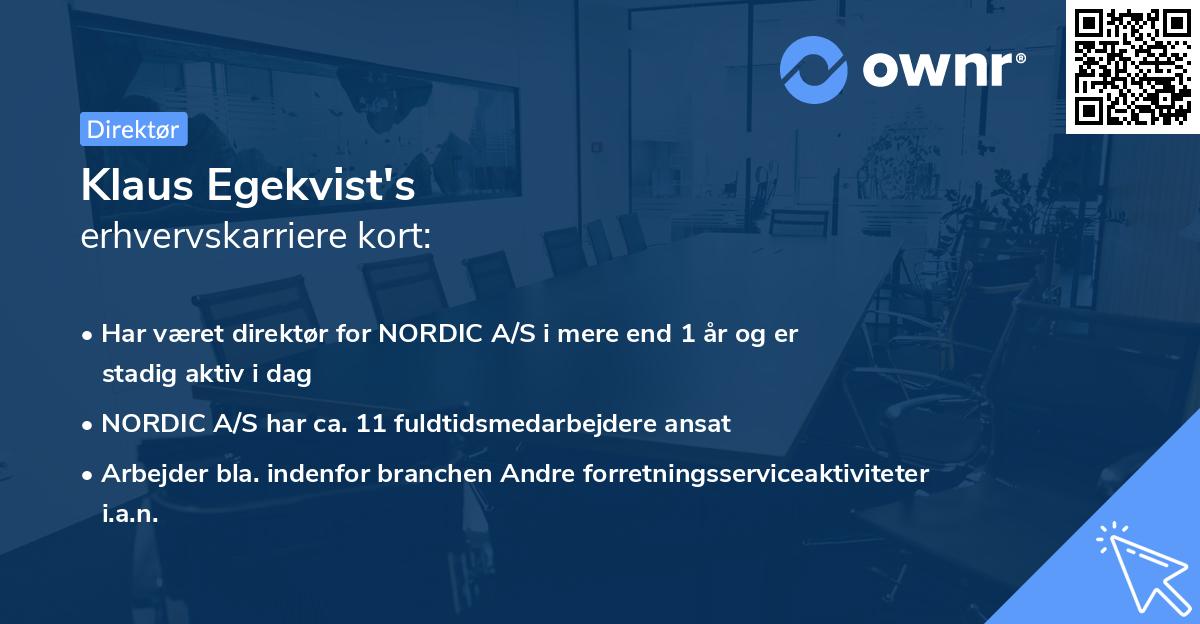 Klaus Egekvist's erhvervskarriere kort