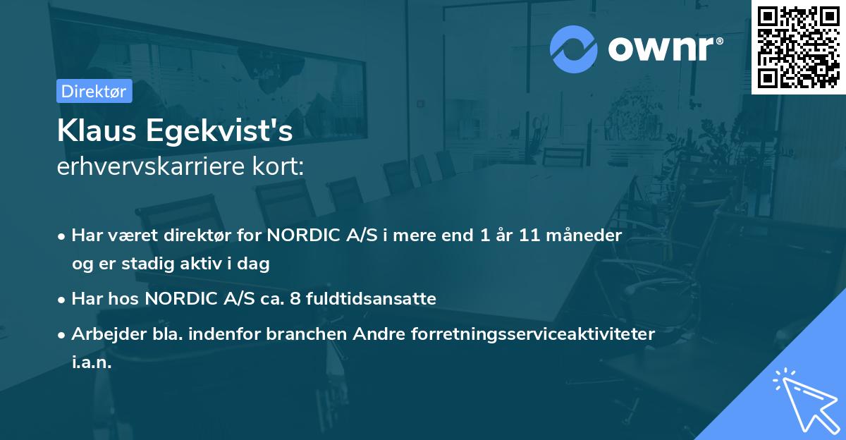 Klaus Egekvist's erhvervskarriere kort