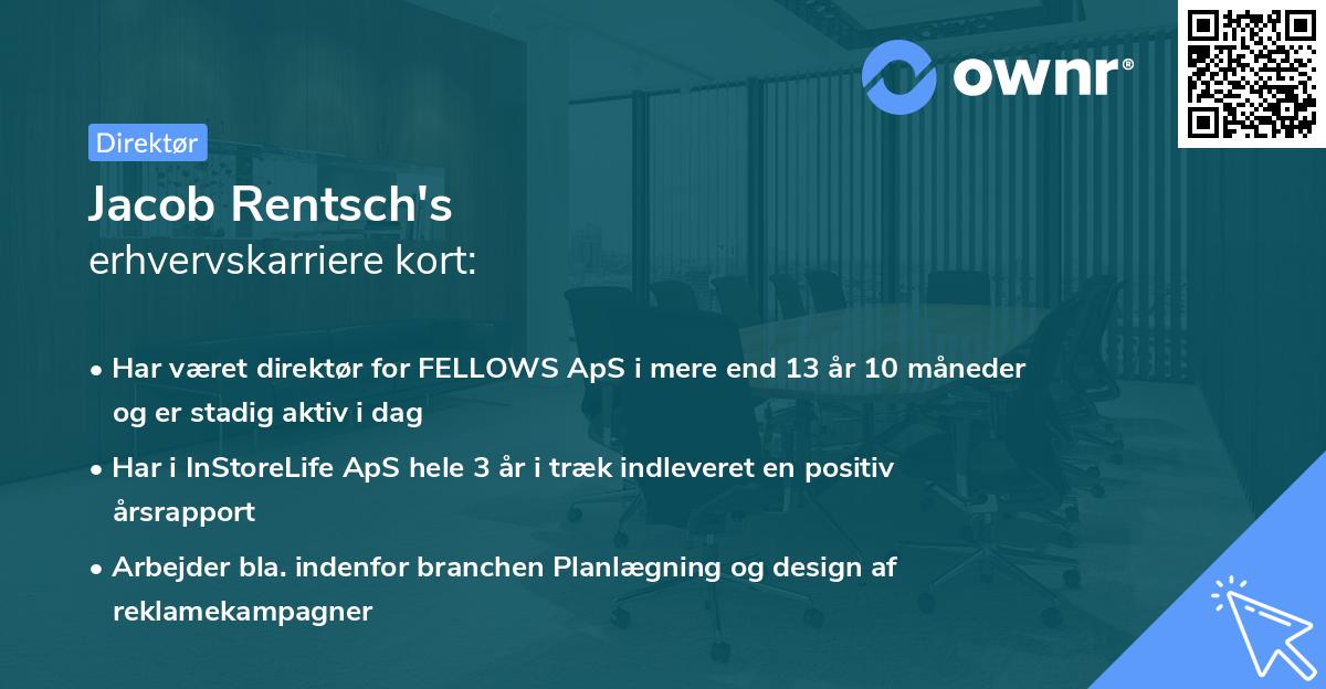 Jacob Rentsch's erhvervskarriere kort