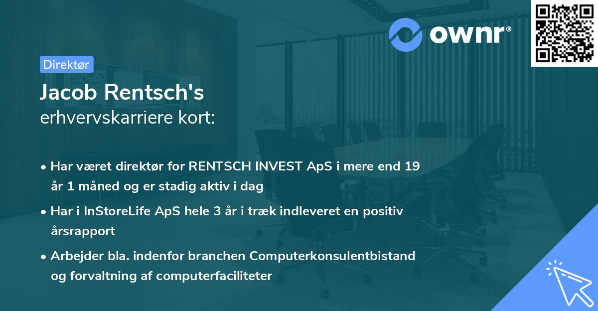 Jacob Rentsch's erhvervskarriere kort
