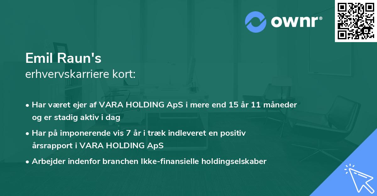Emil Raun's erhvervskarriere kort