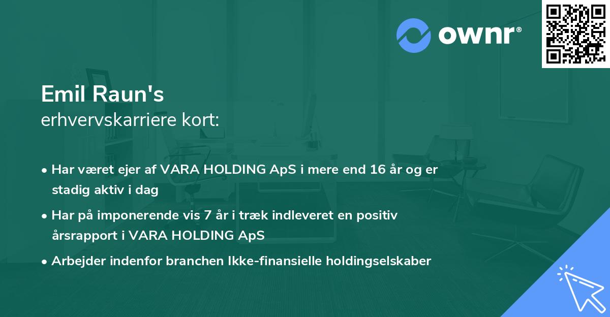 Emil Raun's erhvervskarriere kort